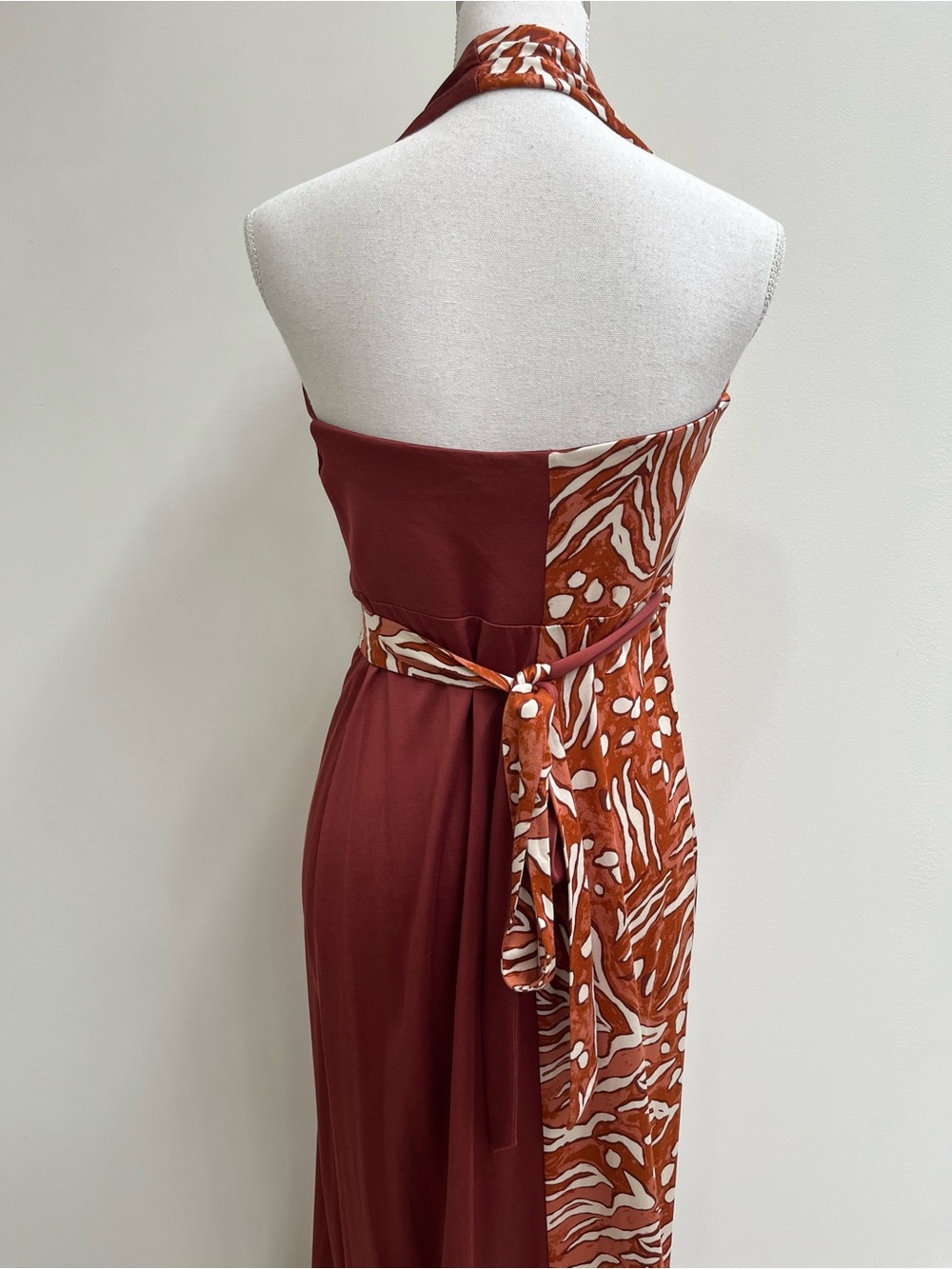 DVF DIANE VON FURSTENBERG chase dress in caramel/chestnut wrap maxi halter 2 - Picture 9 of 15